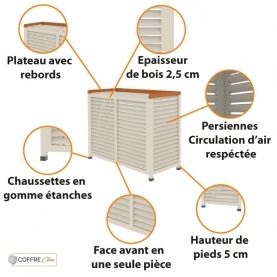 Avantages cache clim Pivert en bois Naturel Gris Coffre Clim