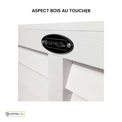 Détail cache clim PVC blanc Pelican Détail cache clim PVC blanc Pelican