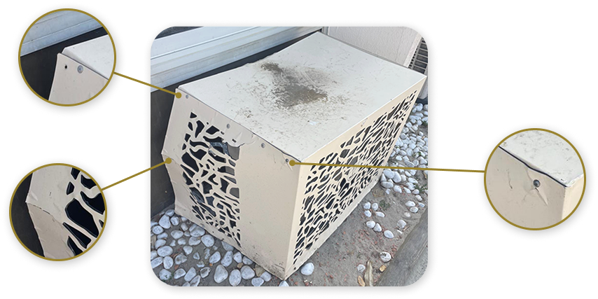Exemple de déformation d'un cache clim en aluminium composite